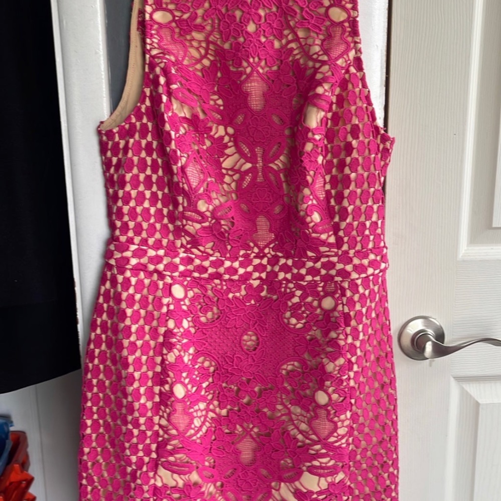 Short hot pink lace dress